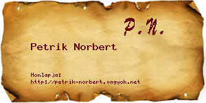 Petrik Norbert névjegykártya